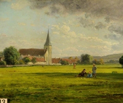 Landscape with a Church by Jules Adolphe Goupil