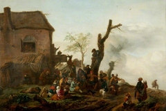 Landscape with a Large Number of Peasants Merrymaking in front of a Cottage