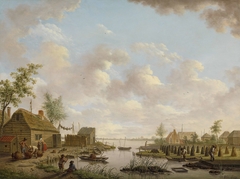 Landscape with Fishermen and Farmers Extracting Peat in a Marsh by Hendrik Willem Schweickhardt
