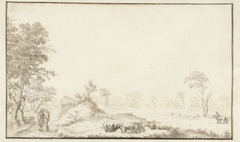 Landschap met koeien en wandelaars by Jan Matthysz.