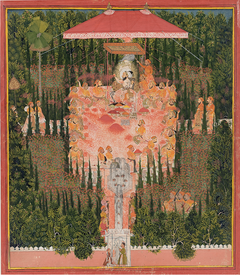 Maharana Amar Singh II's Holi durbar in the Sarvaritu Vilas garden by Stipple Master