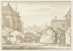 Markt op de Mariaplaats te Utrecht by Herman Saftleven