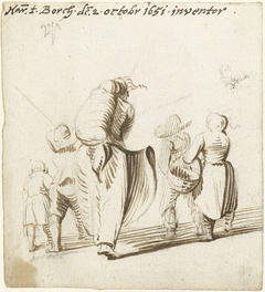 Moeder en vijf kinderen, van achteren by Harmen ter Borch