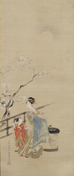 Moonlight [left of the pair Beauties in Spring] by Chōbunsai Eishi
