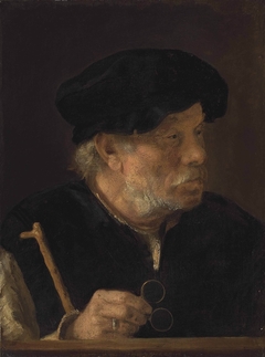 Old Man holding a Cane and Spectacles