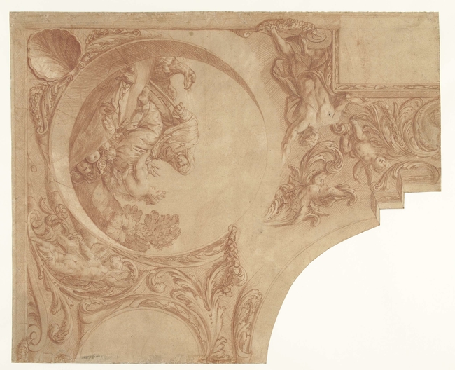 Ontwerp Voor Een Hoekstuk Van Een Plafond Met Vertumnus En Pomona Mattheus Terwesten Artwork