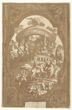 Ontwerp voor een plafondschildering met de Apotheose van een vorst by Augustinus Terwesten I