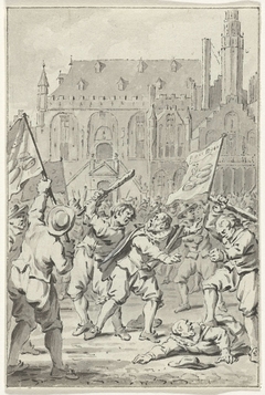 Opstand van het Kaas- en Broodvolk en moord op Claes van Ruyven te Haarlem, 1492 by Jacobus Buys