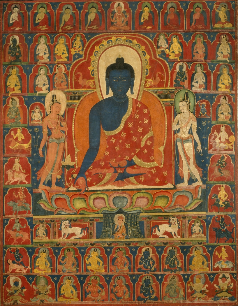 Painted Banner (Thangka) with the Medicine Buddha (Bhaishajyaguru)