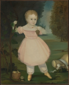Portrait of a Little Girl Picking Grapes by Anonymous