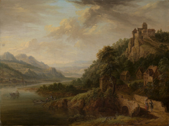 Rheinlandschaft mit Burg by Christian Georg Schütz