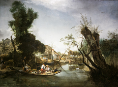 River Landscape with a Ferry