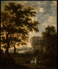 Rocky landscape with a horseman by Jan Both