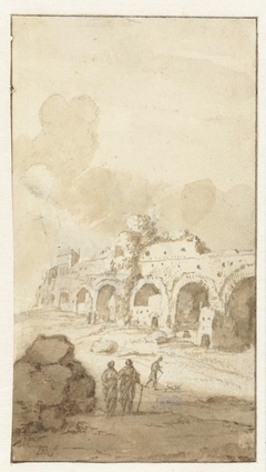 Ruïnes van het aquaduct van Mezza Via bij Rome by Bartholomeus Breenbergh