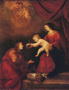 Santa Rosalia at the foot of the Virgin and Child by Anonymous