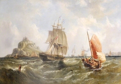 Shipping off the Cornish Coast with St Michael's Mount in the distance by William Adolphus Knell