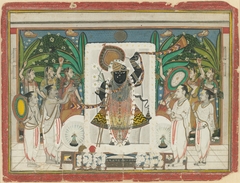 Shrinathji Worshipped at Sharat Purnima (Autumn Full Moon Festival) by anonymous painter