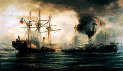 Sinking of the Esmeralda during the battle of Iquique by Thomas Somerscales