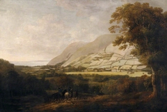 Sir Thomas Dyke Acland, 9th Baronet of Columbjohn (1752-1794) with Staghounds on the Holnicote Estate from the South West by Francis Towne