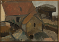 Small house with a red roof by Tadeusz Makowski