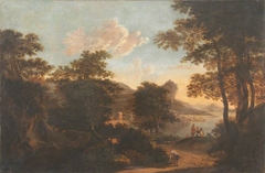 Southern Landscape with Figures and Animals on Path by follower of Jacob de Heusch