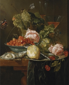 Still Life of Strawberries, Oysters and a Peeled Lemon