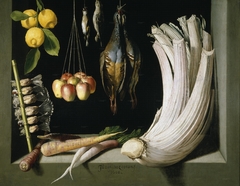 Still Life with Game Fowl,Vegetables and Fruits by Juan Sánchez Cotán