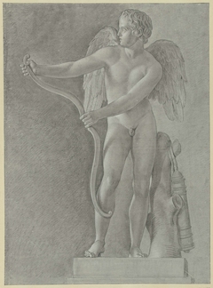 Studie naar een standbeeld van Cupido die zijn boog spant