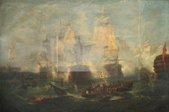 The battle of Trafalgar, 21 October 1805 by Frederick Tudgay