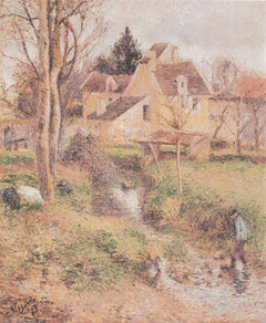 The Busagny Farm and the Viosne at Osny by Camille Pissarro