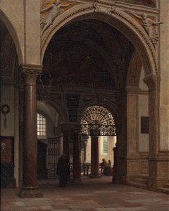 The interior of the church of Santa Maria Sopra Minerva in Rome by Heinrich Hansen