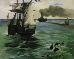 The Steamboat, Seascape with Porpoises by Edouard Manet