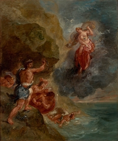 The Winter - Juno beseeches to destroy Eneas' Fleet by Eugène Delacroix