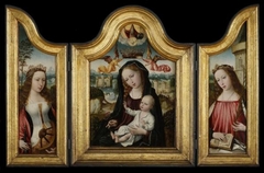 Triptych Madonna and Child with Saints Catherine and Barbara by Master of the Legend of the Magdalen