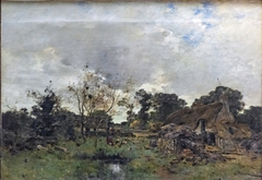 Une ferme dans les bois by Léon Germain Pelouse