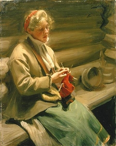 Girl from Dalecarlia Knitting by Anders Zorn