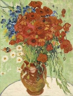 Vase with Cornflowers and Poppies
