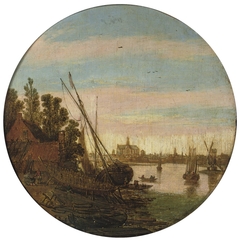 View of Haarlem with a Ship's Wharf.