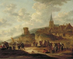 View of the Beach near a Village by Thomas Heeremans