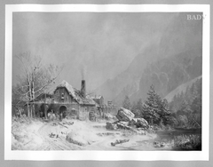 Winterlandschaft mit Schmiede by Heinrich Bürkel