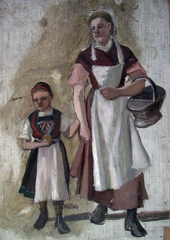 Woman and Girl in Folk Costumes