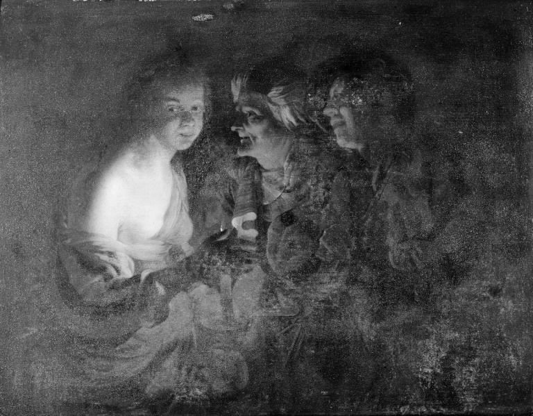 Young Woman with a Candlestick, Old Woman and a Violin Player