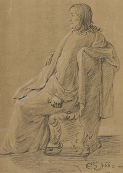 Zittende man, naar links by Cornelis Saftleven