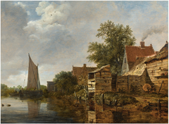 A farmhouse beside a canal by Cornelis Gerritsz Decker