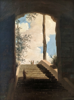 À la Villa Farnèse : l'escalier by Pierre-Henri de Valenciennes