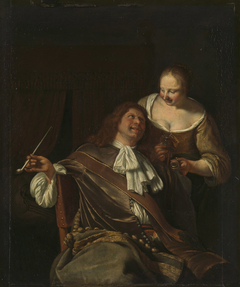 A Man Smoking, and a Woman by After Frans van Mieris the Elder