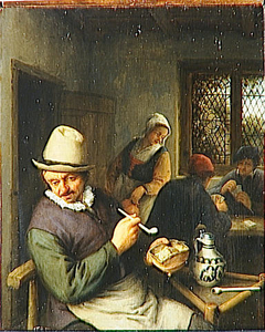 A Man Smoking in an Inn by Adriaen van Ostade