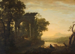 A Morning Landscape with a Triumphal Arch by William Ashford