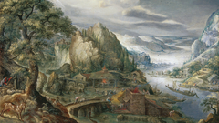 A River Valley with Iron Smelter by Marten van Valckenborch