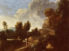 A Rough Landscape with Figures on a Zig-Zag Path by Anonymous